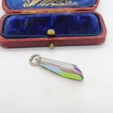 Sterling Silver Iridescent Glass Drop Charm Pendant Vintage c1970