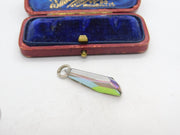 Sterling Silver Iridescent Glass Drop Charm Pendant Vintage c1970