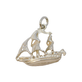 Sterling Silver Sailing Ship Charm Pendant Vintage c1970