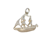 Sterling Silver Sailing Ship Charm Pendant Vintage c1970