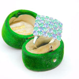 Sterling Silver Tanzanite & Emerald Statement Band Ring Vintage c1990 Size S