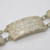 Sterling Silver Floral Pattern Panel Bracelet Antique 1945 London Art Deco