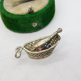 Sterling Silver Champagne Ice Bucket Charm Pendant Vintage c1970