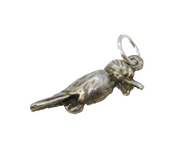 Sterling Silver Woodpecker Charm Pendant Vintage c1970