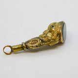 19th Century Rolled Glld & Bloodstone Horse Hoof Fob Antique c1880s