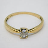 9ct Yellow Gold & 0.25ct Oval-Cut Diamond Soliatire Ring Vintage London
