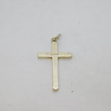 Sterling Silver Simplistic Lined Edge Cross Charm Pendant Vintage c1970