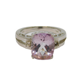 Sterling Silver Pink, White & Brown Sapphire Dress Ring Vintage c1990 Size P 1/2