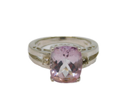 Sterling Silver Pink, White & Brown Sapphire Dress Ring Vintage c1990 Size P 1/2