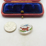 Essex Crystal Reverse Painted Glass Dog and Bird Jewellery Spares c1970
