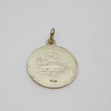 Sterling Silver Matte Double-Sided St Christopher Travel Pendant Vintage c1950s