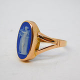 Victorian 9ct Rose Gold Wedgwood Cameo Dress Ring Antique c1850s