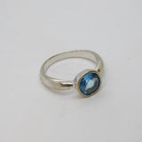 Sterling Silver Blue Topaz Studio Style Dress Band Ring Vintage c1970 Size O