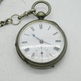Victorian Sterling Silver Graduating Watch Chain & Plated Pocket Watch Antique