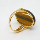 9ct Yellow Gold Cabochon Tiger's Eye Statement Ring Vintage c1980 10g