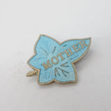 Sterling Silver Blue Enamel 'Mother' Ivy Leaf Sweetheart Brooch Antique c1920