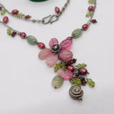 Sterling Silver Quartz & Simulated Pearl Dress Necklace Vintage c1990 44cm