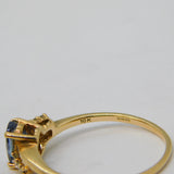 10ct Yellow Gold, Oval-Cut Amethyst & Diamond Dress Ring Vintage c1990