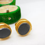 Victorian Pair of Pinchbeck Locket Form Dress Buttons Antique c1860