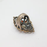 Sterling Silver 8 Garnet & Marcasite Set Statement Ring Modern c1990 Size N