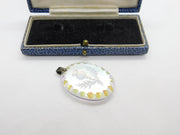 Sterling Silver & Irridescent Cut Scottish Thistle Pendant Vintage c1980