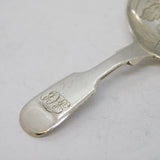 Victorian Sterling Silver Floral Bowl Tea Caddy Spoon Antique 1850 London