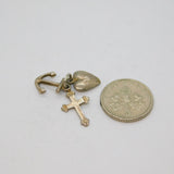 Sterling Silver 'Faith, Hope & Charity' Cluster Charm Pendant Vintage c1970s