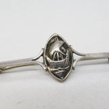 Scottish Sterling Silver Viking Ship Bar Brooch Vintage c1950 GP&S