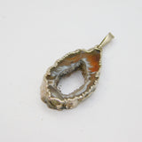 Sterling Silver Wrapped Agate Geode Slice Studio Pendant Contemporary c1990s