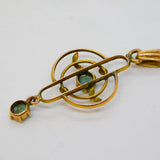 Edwardian 9ct Yellow Gold & Blue Paste Set Lavalier Drop Pendant Antique