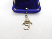 Sterling Silver Shell Set Arabic Charm Pendant Vintage c1970
