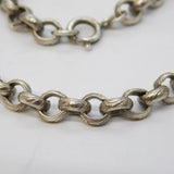 19th Century Chunky Sterling Silver Floral Chased Belcher Link Necklace Antique