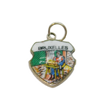 .900 Silver 'Bruxelles' Enamel Shield Travel Souvenir Charm Vintage c1970s