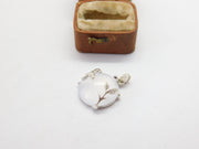 Sterling Silver Cabochon Moonstone Drop Charm Pendant Vintage c1970