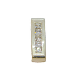 Sterling Silver Channel Set CZ Curved Rectangle Drop Pendant Vintage c1970