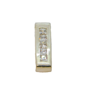 Sterling Silver Channel Set CZ Curved Rectangle Drop Pendant Vintage c1970