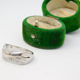 Sterling Silver Crystal Set Crossover Band Ring Vintage c1970 Size Q 1/2