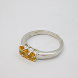 Sterling Silver 3 Oval Yellow Sapphire Dress Ring Vintage c1970 Size N 1/2