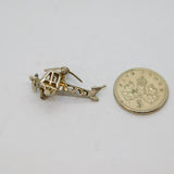 Sterling Silver CHIM Helicopter With Figure Charm Pendant Vintage c1970s