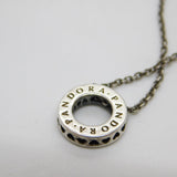 PANDORA Sterling Silver Paste Set Circular Drop Pendant Necklace Vintage