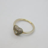 Sterling Silver CZ Puffy Heart Dress Band Ring Modern c2010 Size M 1/2