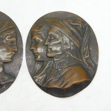 19th Century Italian Pair of Florence Cast Bronze Plaques Antique c1880s