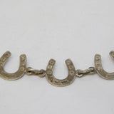 Sterling Silver Lucky Horseshoe Panel Bracelet Vintage c1950s