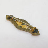 Edwardian Gold Fronted Floral Pattern Sweetheart Brooch Antique c1910