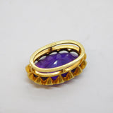 Art Deco Sterling Silver Gilt & Faceted Amethyst Drop Pendant Antique c1930