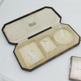 Boxed Set of Sterling Silver & Guilloche Enamel Cases Antique Birmingham