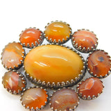 Victorian Scottish Sterling Silver Banded Agate Brooch Pin Antique c1860