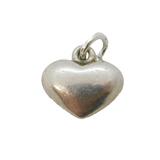 Sterling Silver Puffy Heart Charm Pendant Vintage c1970s