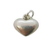 Sterling Silver Puffy Heart Charm Pendant Vintage c1970s