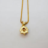 Gold On Sterling Silver 6 Ruby & Diamond Cluster Pendant Necklace Modern c1990s